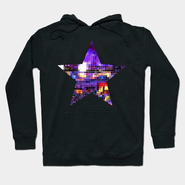 Mirrored Purple Disco Ball Star Hoodie by Art by Deborah Camp